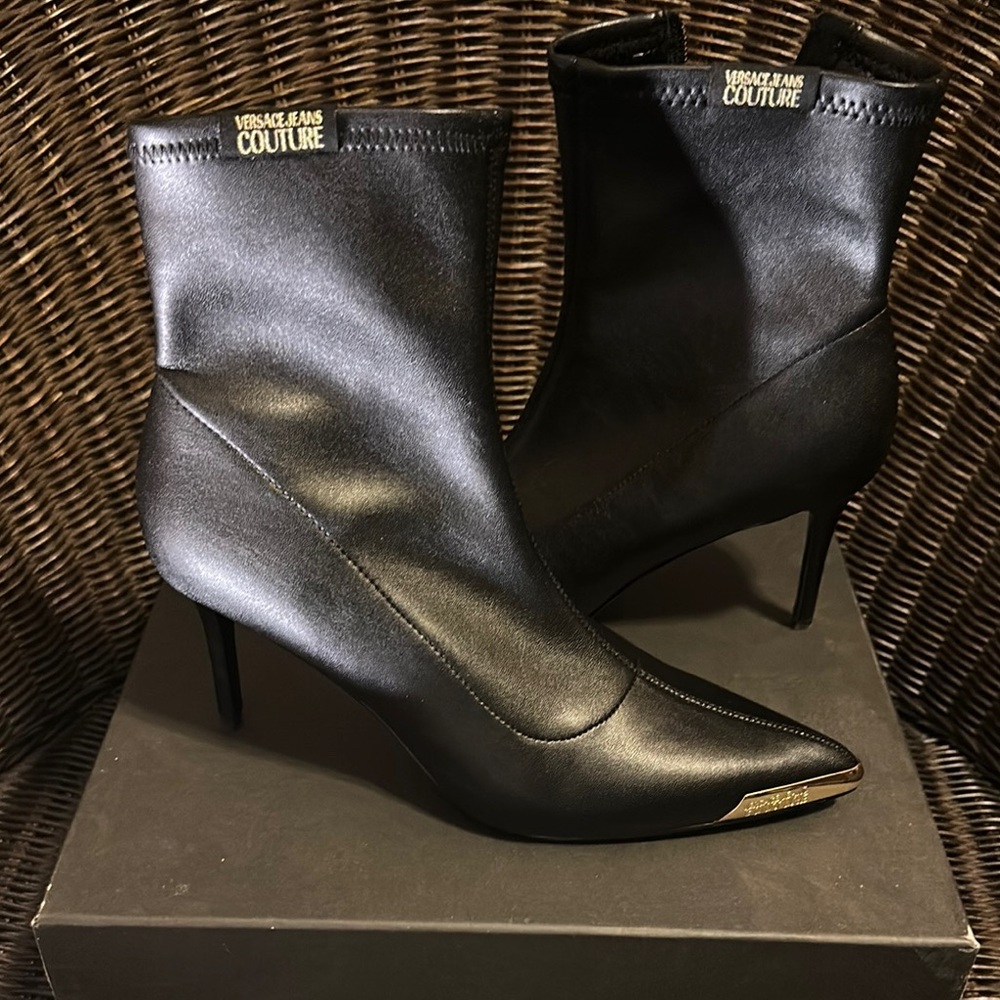 Versace Jeans Couture Sleek Black Heeled Boots